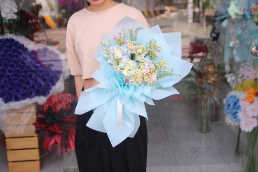 Bó hoa tú cầu kết hợp tana phối màu đẹp