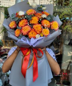 Bó hoa hồng spirit giấy xám