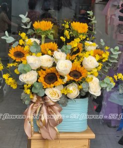 Lẵng hoa hướng dương khai trương - sinh nhật
