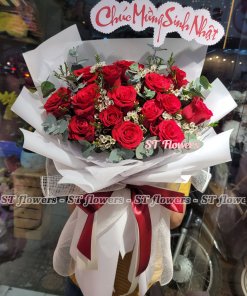 Bó hoa hồng mina giấy trắng sang trọng