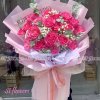 Bó hồng sen giấy hồng