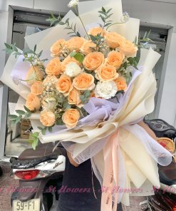 Bó hồng hột gà theo phong cách hiện đại