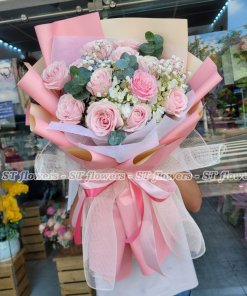Bó hoa hồng kem cồ