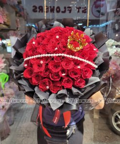 Bó tròn hồng đỏ mina đẹp