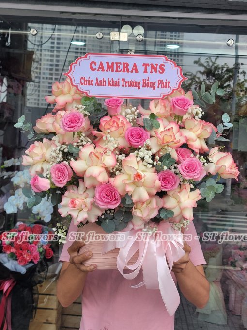 Lẵng hoa khai trương hồng phát