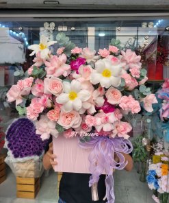 Lẵng hoa phô mai que tặng sinh nhật - khai trương